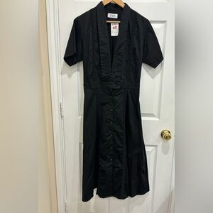 SWF Women's Freedom Plunge Black Midi Belted Dress Small Missing Belt NWT